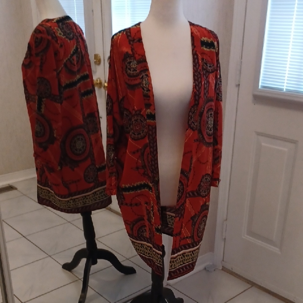 4/$40 Vibrant Reddish Orange Open Front Top - Size Medium